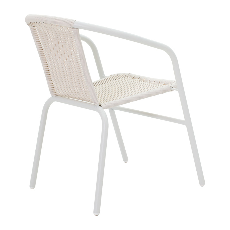 Τραπεζαρία Watson-Obbi pakoworld σετ 3τεμ μέταλλο λευκό- γυαλί 70x70x70εκ - Image 4