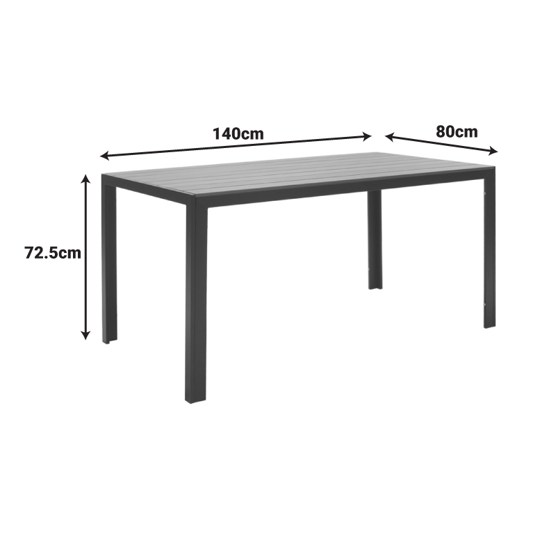 Τραπέζι Nares pakoworld αλουμίνιο ανθρακί-plywood γκρι 140x80x72.5εκ - Image 4