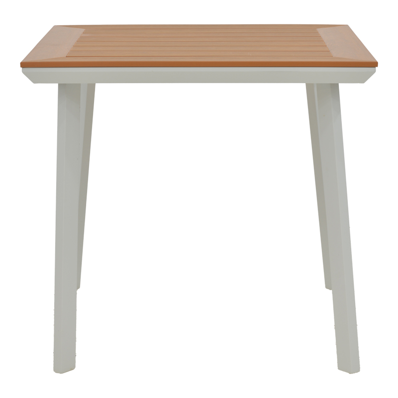 Τραπέζι Synergy pakoworld αλουμίνιο λευκό-plywood φυσικό 80x80x74εκ - Image 2