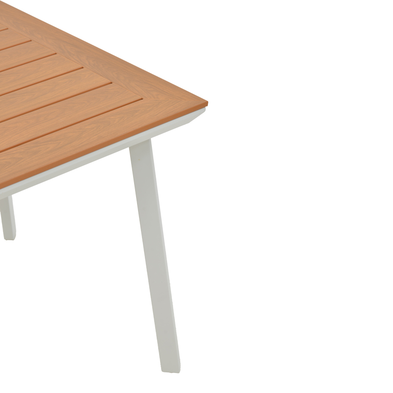 Τραπέζι Synergy pakoworld αλουμίνιο λευκό-plywood φυσικό 80x80x74εκ - Image 4