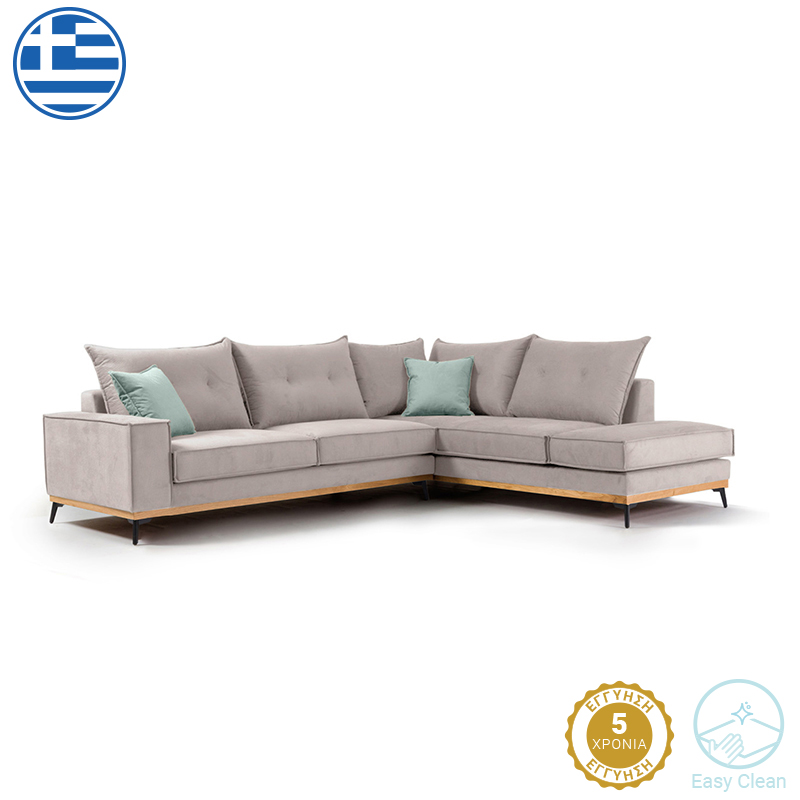 Γωνιακός καναπές αριστερή γωνία Luxury II pakoworld ύφασμα elephant-ciel 290x235x95εκ - Image 2