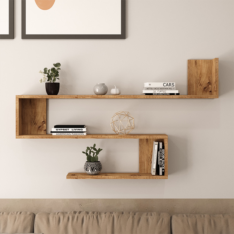 Ραφιέρα τοίχου Belinda pakoworld oak 120x14.5x71.4εκ - Image 3