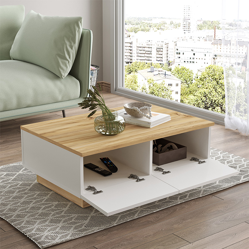 Τραπέζι σαλονιού Thunder pakoworld sonoma-λευκό 90x60x31.5εκ - Image 2