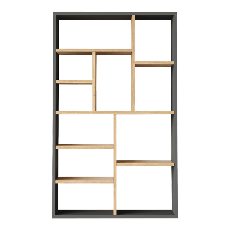 Βιβλιοθήκη Boteca 10θέσεων pakoworld σε oak-ανθρακί απόχρωση 75x22x123.6εκ - Image 2
