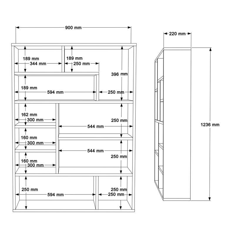 Βιβλιοθήκη Decora pakoworld σε oak-λευκό απόχρωση 90x22x123.6εκ - Image 4