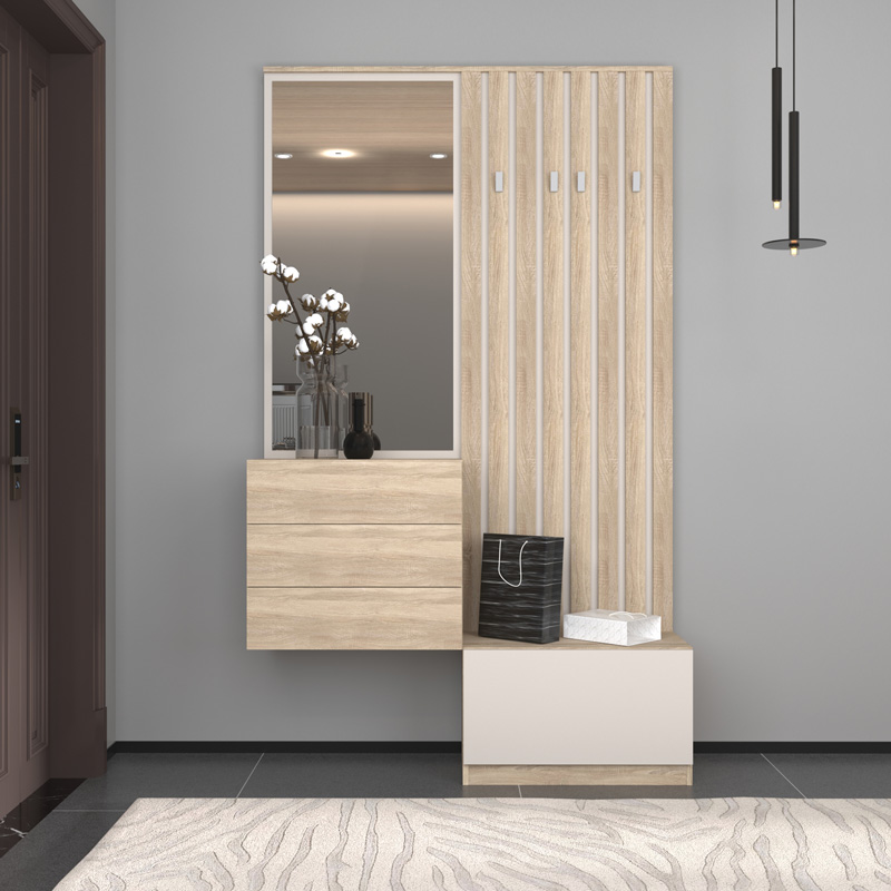 Έπιπλο εισόδου Halesy pakoworld sonoma-cappuccino 67x35.5x179.3εκ - Image 2