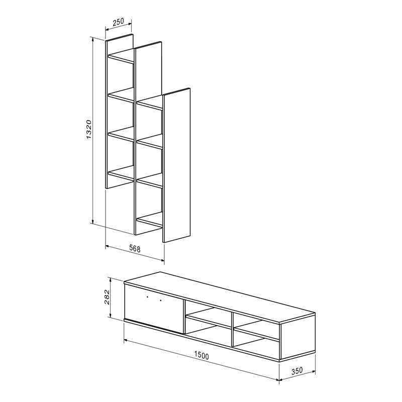 Σύνθετο σαλονιού Sarona pakoworld oak 150x35x160εκ - Image 2