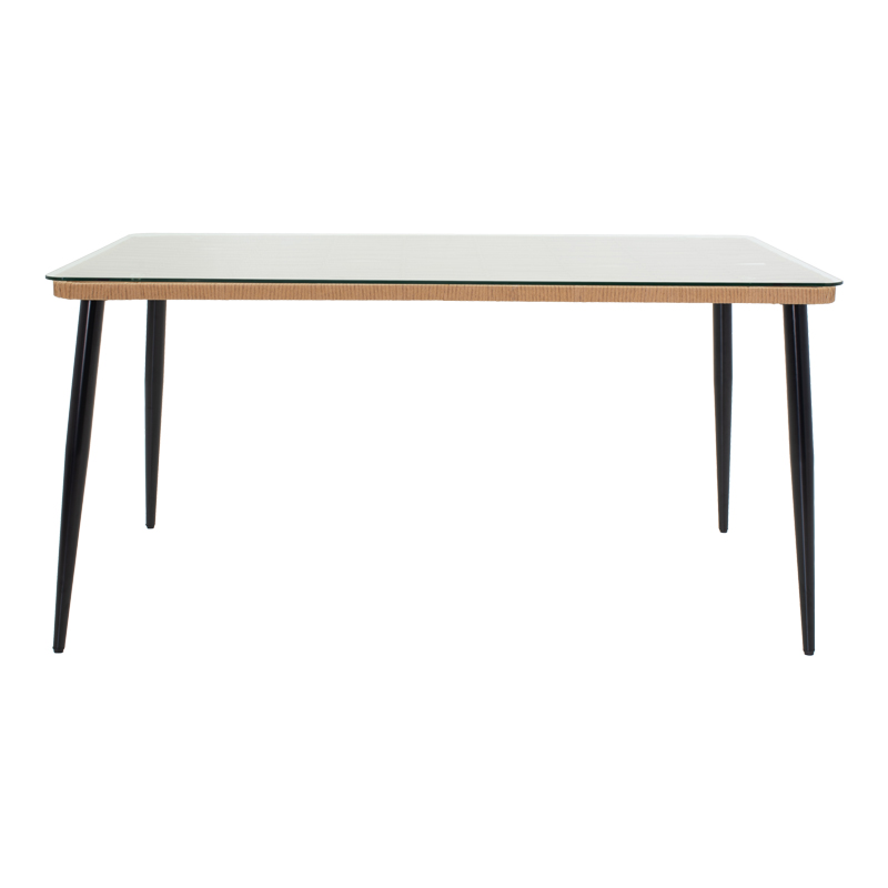 Τραπεζαρία Naoki Χ σετ 7τεμ pakoworld rattan pe σε φυσική απόχρωση και μαύρο μέταλλο 160x90x78εκ - Image 4