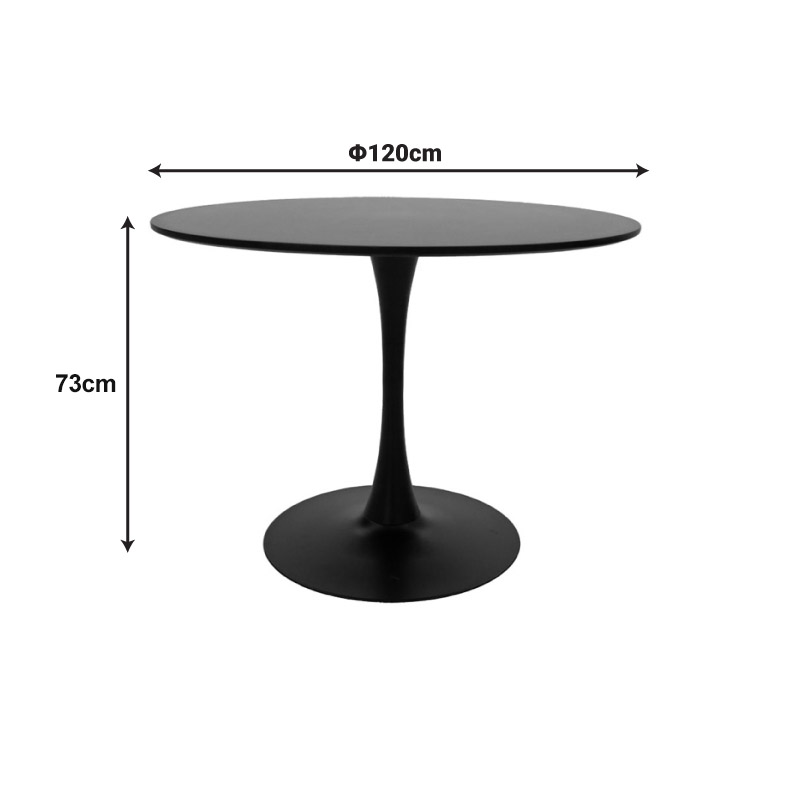 Τραπεζαρία Balou-Noor pakoworld σετ 5τεμ MDF μαύρο-γκρι Φ120x73εκ - Image 4