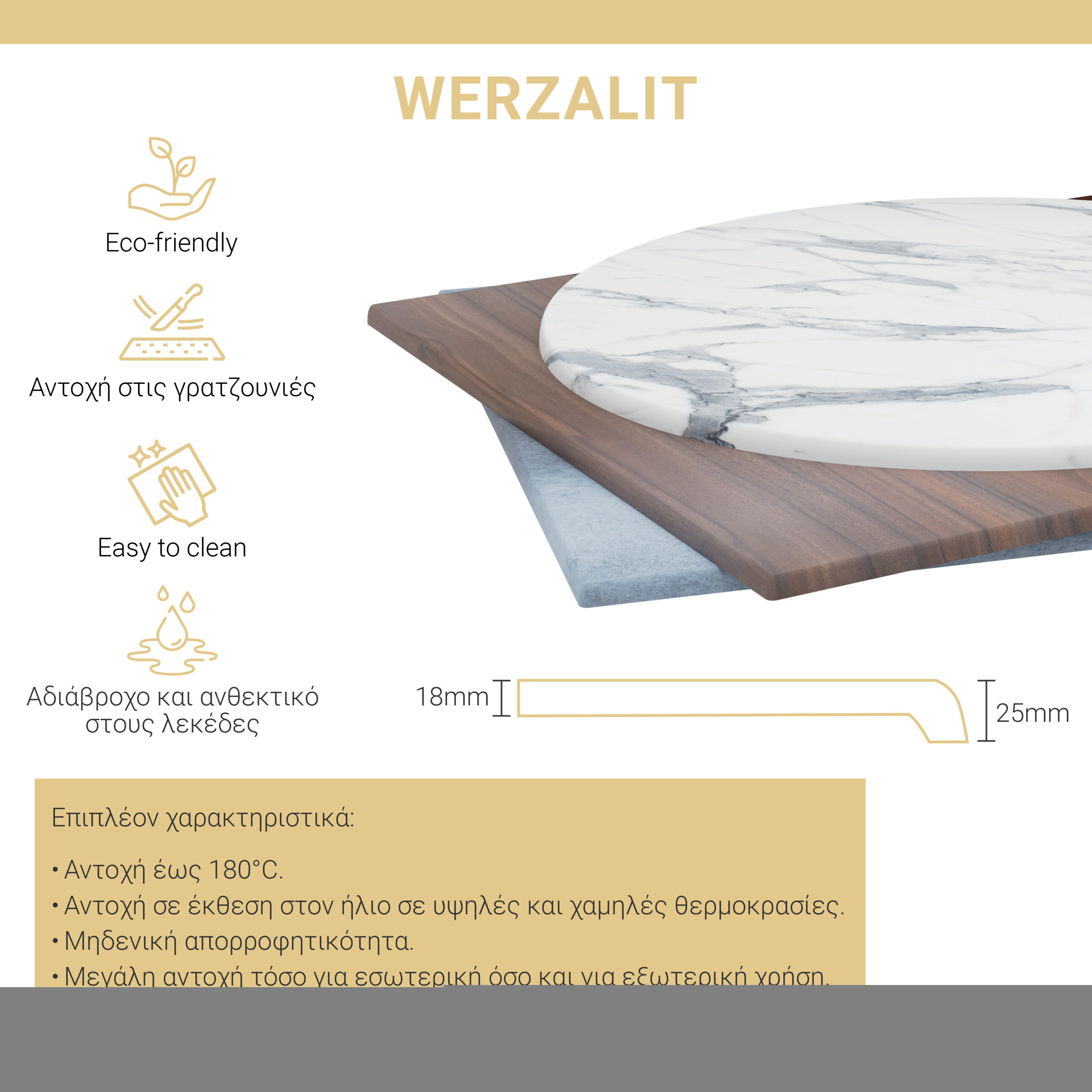 Επιφάνεια τραπεζιού Copious pakoworld Werzalit γκρι cement I Φ70εκ πάχους 25mm - Image 2