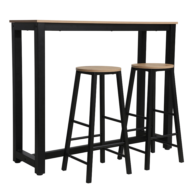 Σετ τραπέζι μπαρ Marle pakoworld 3τμχ sonoma-μαύρο πόδι 120x40x100εκ - Image 2