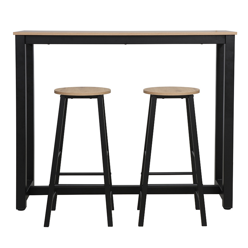 Σετ τραπέζι μπαρ Marle pakoworld 3τμχ sonoma-μαύρο πόδι 120x40x100εκ - Image 3