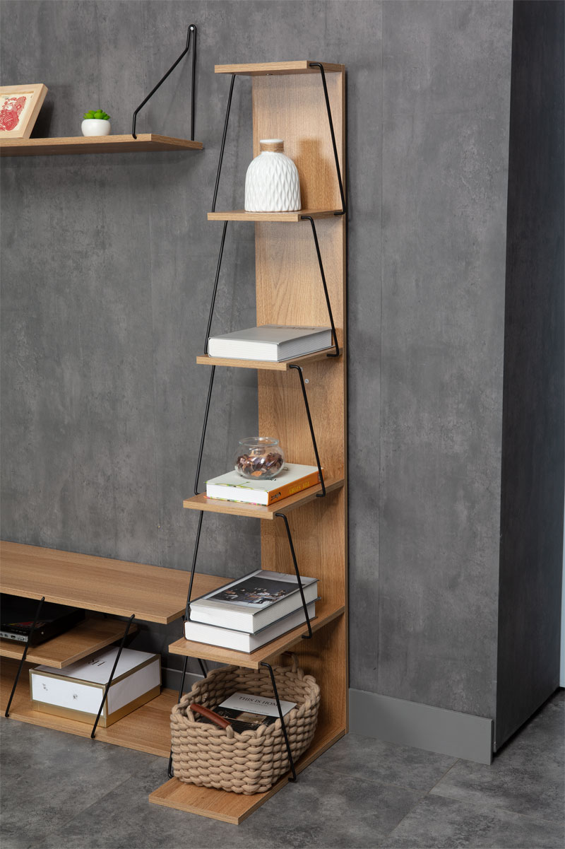 Βιβλιοθήκη mini Tars pakoworld sonoma-μαύρο 50x22x150εκ - Image 2