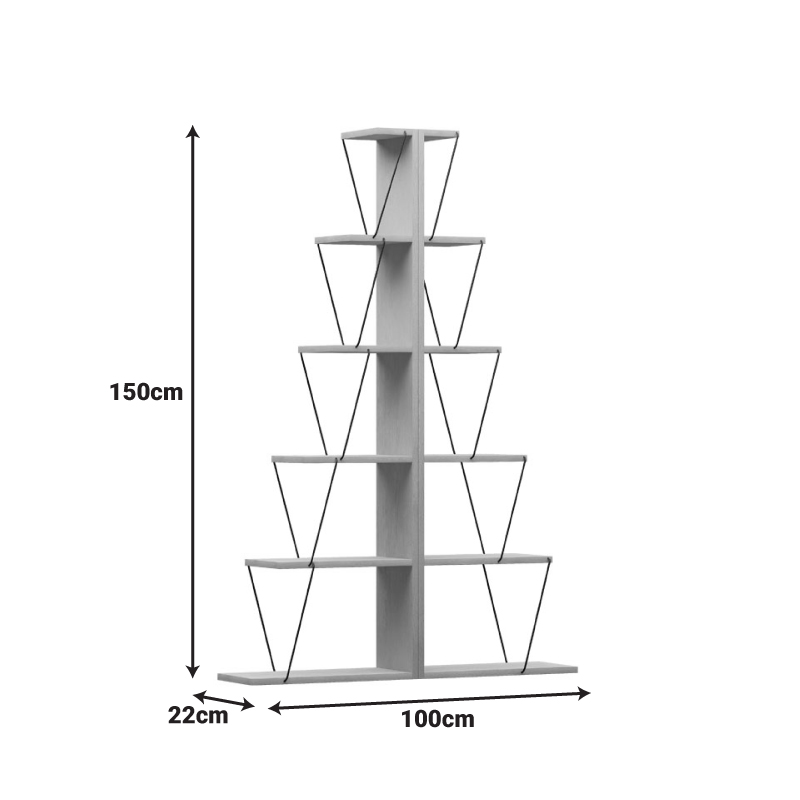 Βιβλιοθήκη mini Tars pakoworld sonoma-μαύρο 100x22x150εκ - Image 4