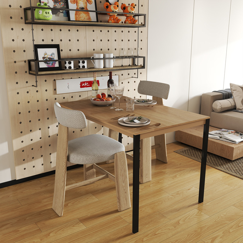 Τραπέζι Faragio pakoworld μέταλλο σε φυσική απόχρωση με μαύρα μεταλλικά πόδια 120x75x75εκ - Image 2