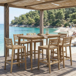 Τραπεζαρία Bravo pakoworld σετ 7 τμχ μασίφ ξύλο ακακίας 130x70x90εκ