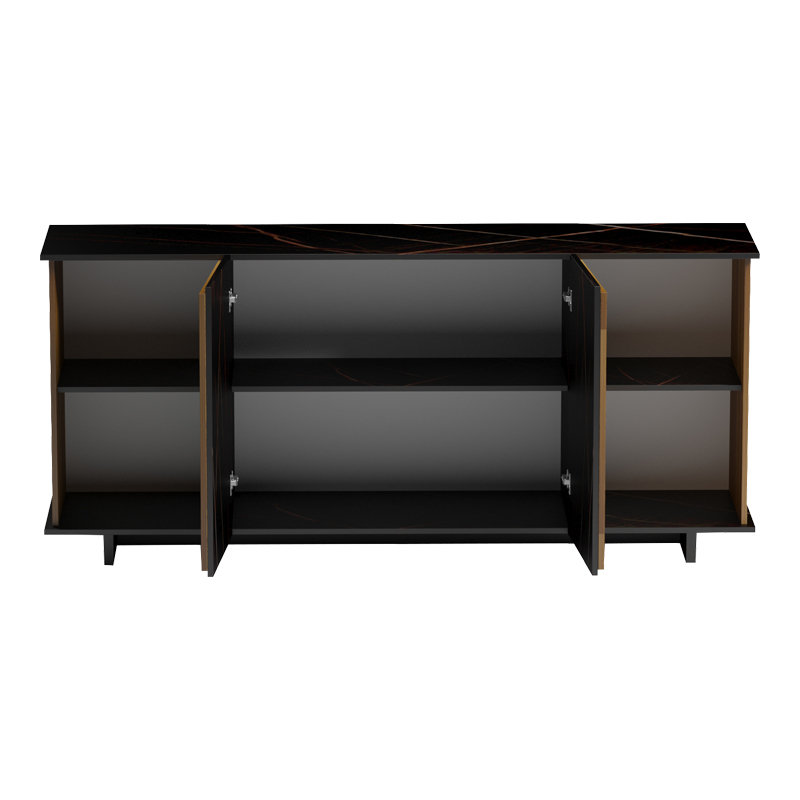 Μπουφές Zafore pakoworld καρυδί- μαύρο μαρμάρου 180x45x80εκ - Image 2
