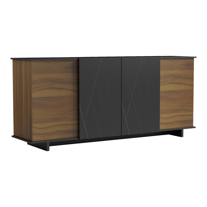 Μπουφές Zafore pakoworld καρυδί- μαύρο μαρμάρου 180x45x80εκ - Image 3