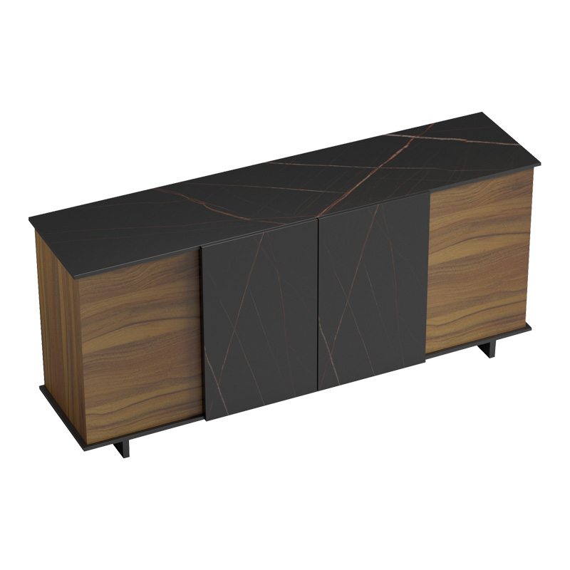 Μπουφές Zafore pakoworld καρυδί- μαύρο μαρμάρου 180x45x80εκ - Image 4