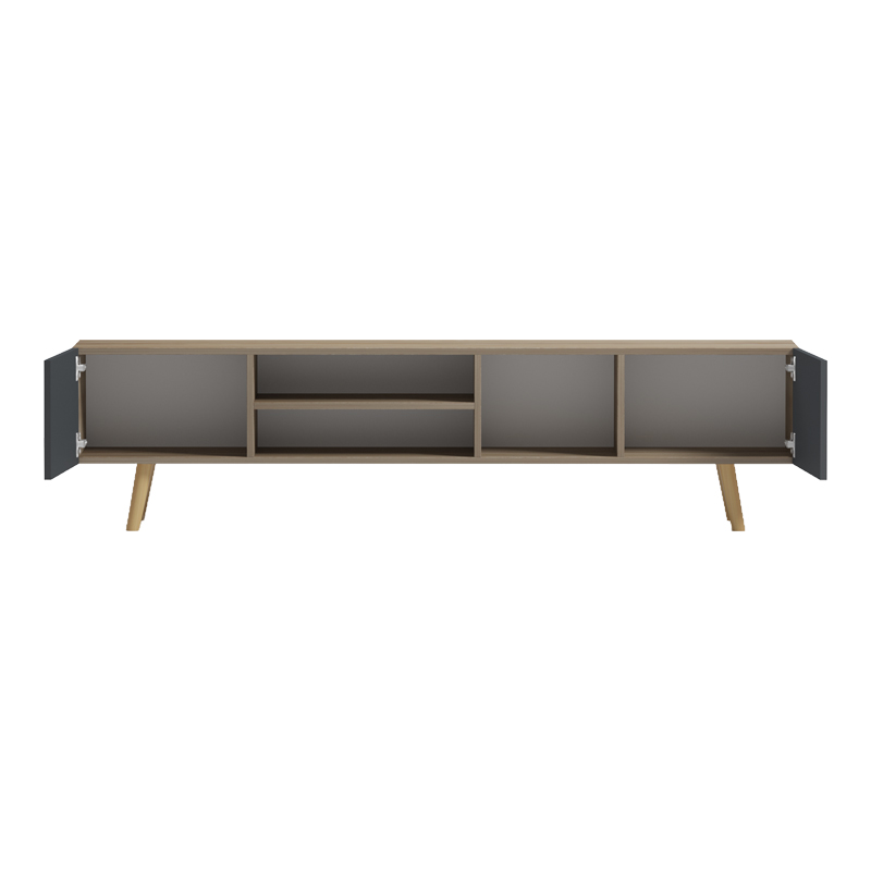 Έπιπλο τηλεόρασης Osclo pakoworld sonoma-ανθρακί 160x30x41εκ - Image 2