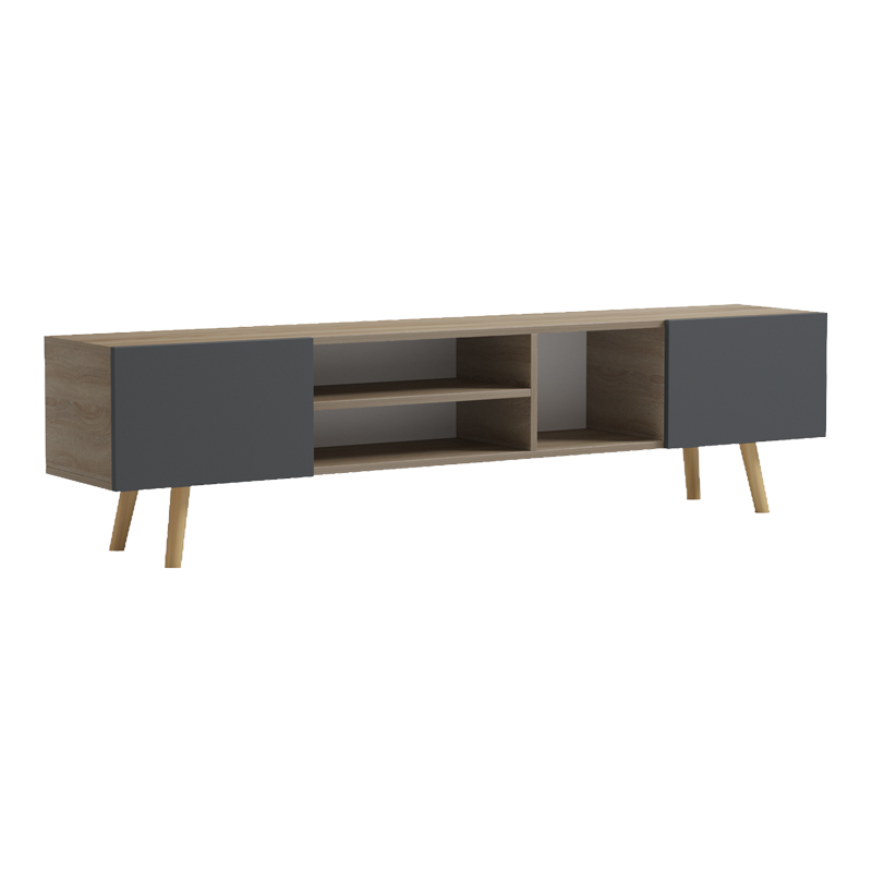 Έπιπλο τηλεόρασης Osclo pakoworld sonoma-ανθρακί 160x30x41εκ - Image 3