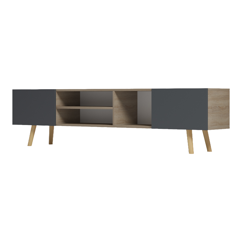 Έπιπλο τηλεόρασης Osclo pakoworld sonoma-ανθρακί 160x30x41εκ - Image 4