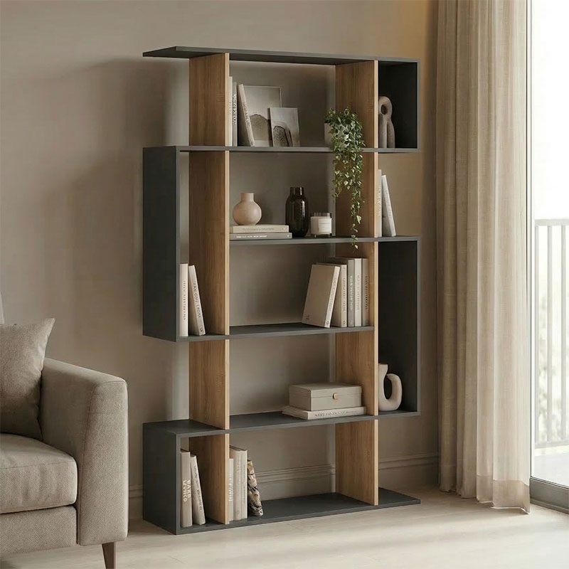Βιβλιοθήκη Mito pakoworld ανθρακί - sonoma 108.5x25x161εκ
