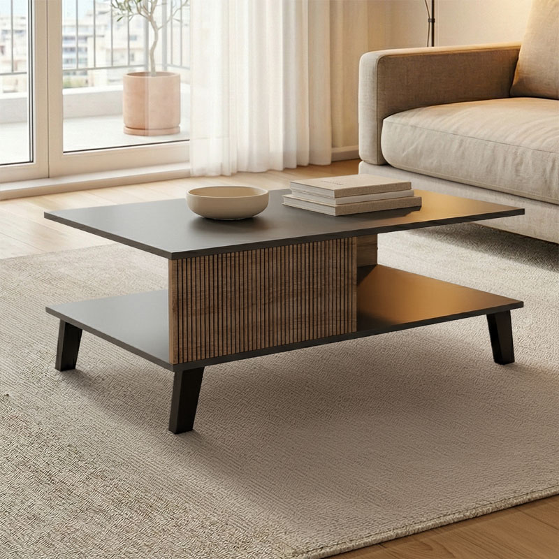 Τραπεζάκι σαλονιού Tuscany pakoworld sonoma-ανθρακί 83x54x34εκ