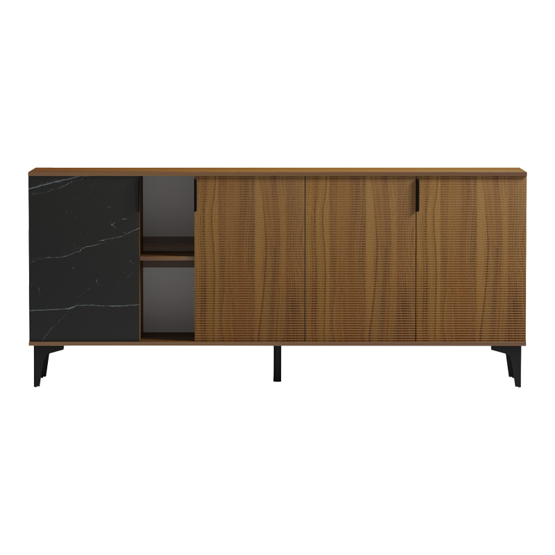 Μπουφές Riba pakoworld καρυδί-μαύρη όψη μαρμάρου 180x40x78εκ - Image 4