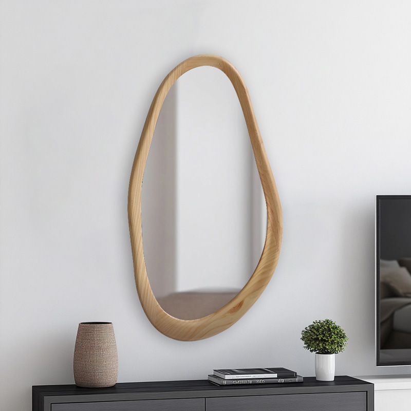 Καθρέπτης οβάλ Baloa pakoworld mdf σε φυσική απόχρωση 44x4x80εκ - Image 2