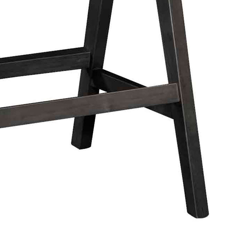 Σκαμπό bar Winslow pakoworld ξύλο rubberwood μαύρο-pvc rattan φυσικό-ύφασμα γκρι - Image 3