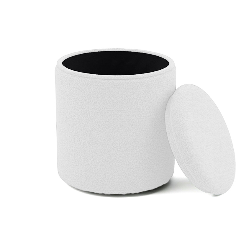 Σκαμπό-μπαούλο Batur pakoworld μπουκλέ ύφασμα σε λευκή απόχρωση Φ34x38εκ - Image 3