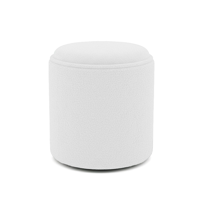 Σκαμπό-μπαούλο Batur pakoworld μπουκλέ ύφασμα σε λευκή απόχρωση Φ34x38εκ