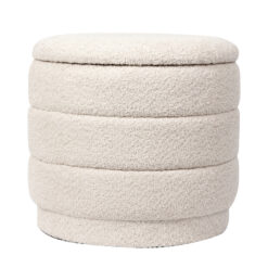 Σκαμπό-μπαούλο Bettia pakoworld μπουκλέ ιβουάρ Φ41x38.5εκ