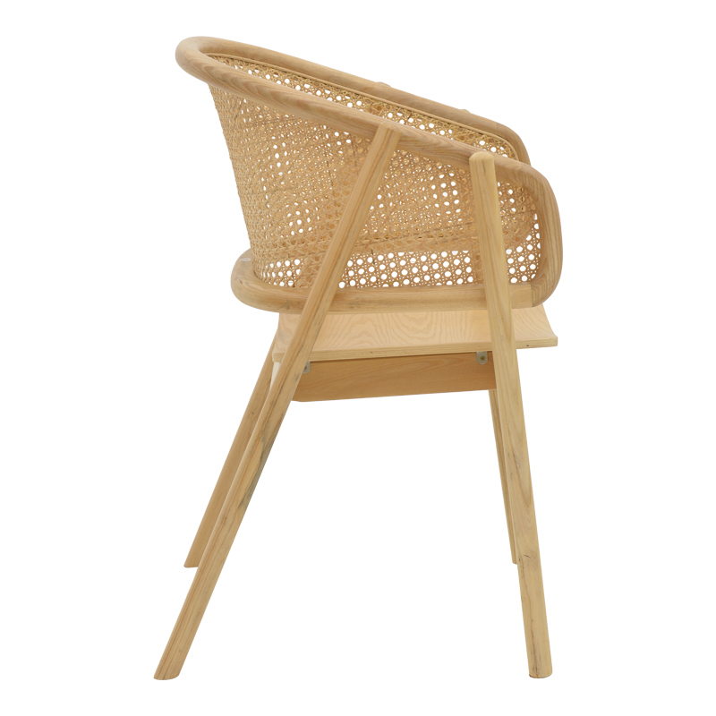 Πολυθρόνα Wenzy pakoworld φυσικό Rattan - μασίφ ξύλο toon 58x58x82εκ - Image 4