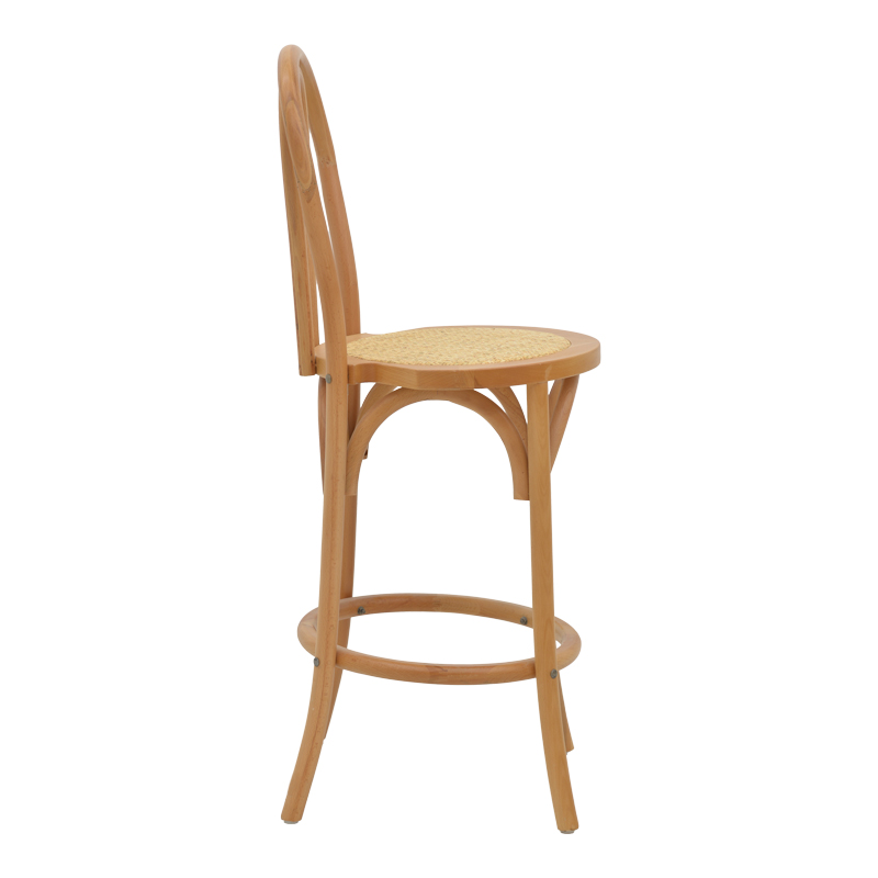 Σκαμπό μπαρ Thonet pakoworld φυσικό ξύλο οξιάς-έδρα φυσικό rattan 41x50x105εκ - Image 3