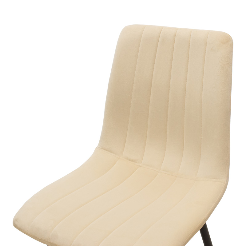 Καρέκλα Noor pakoworld μπεζ βελούδο με πόδι μετάλλου σε μαύρη απόχρωση 44x53x86εκ - Image 5