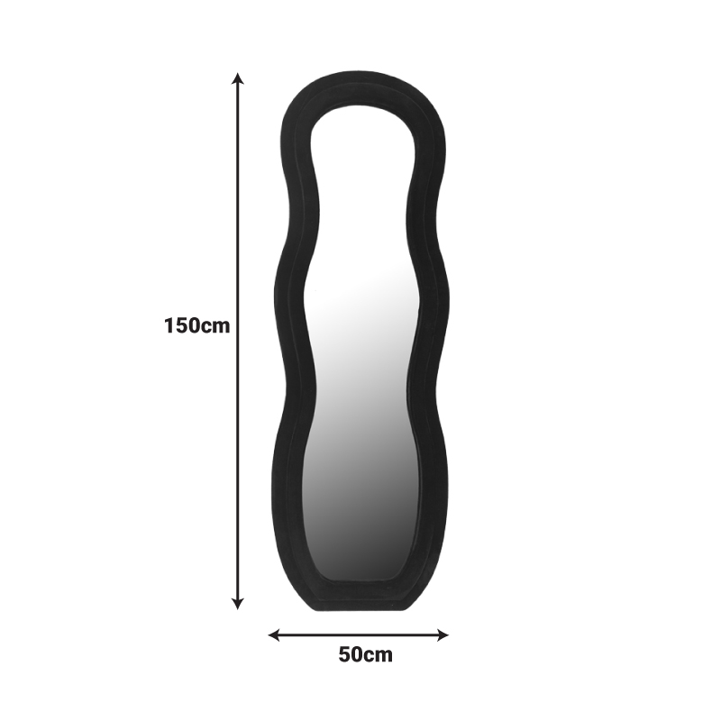 Καθρέπτης Glinde Inart βελούδο σε μαύρη απόχρωση 50x3.3x150εκ - Image 2