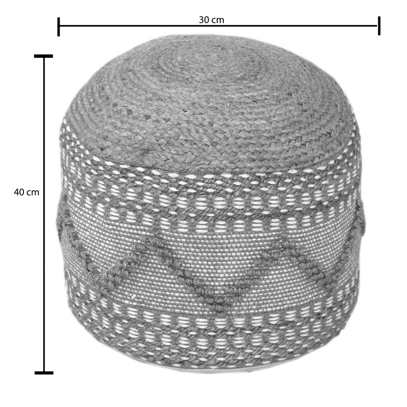 Σκαμπό-πουφ Pallo Inart γιούτα-βαμβάκι σε φυσική απόχρωση Φ40x30εκ - Image 3