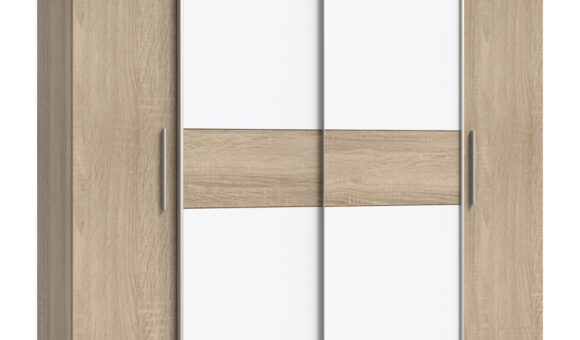 Ντουλάπα ρούχων Closet pakoworld τετράφυλλη sonoma oak-λευκό μελαμίνης 200x61.5x190.5εκ