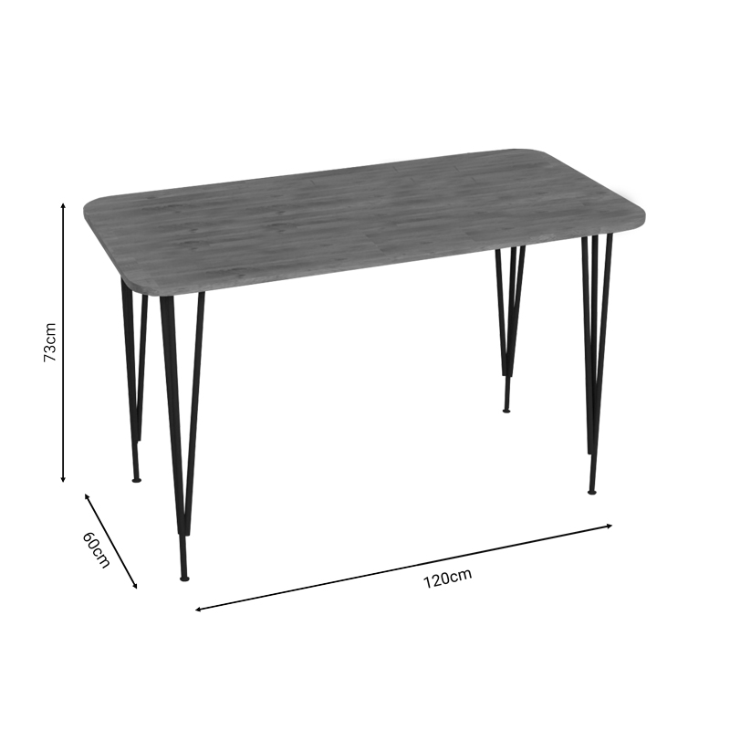 Τραπέζι Polkan pakoworld oak μελαμίνης-μαύρο μέταλλο 120x60x73εκ - Image 3