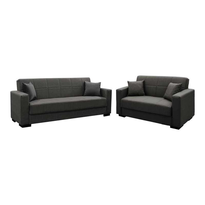 Σετ σαλονιού 2τεμ Vox pakoworld ύφασμα σε ανθρακί απόχρωση - Image 2