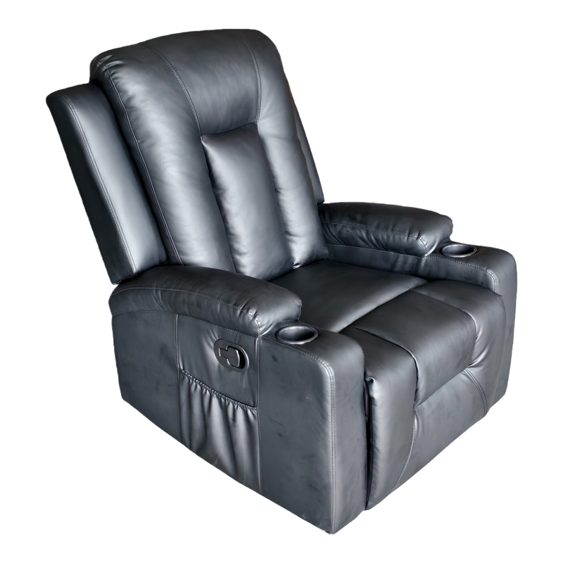 Πολυθρόνα relax Gessel pakoworld PU σε μαύρη απόχρωση 80x90x98εκ