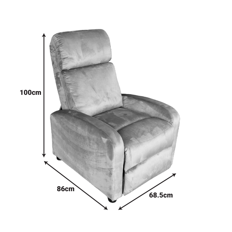 Πολυθρόνα relax Norva pakoworld βελούδο σε γκρι απόχρωση 68.5x86x100εκ - Image 4