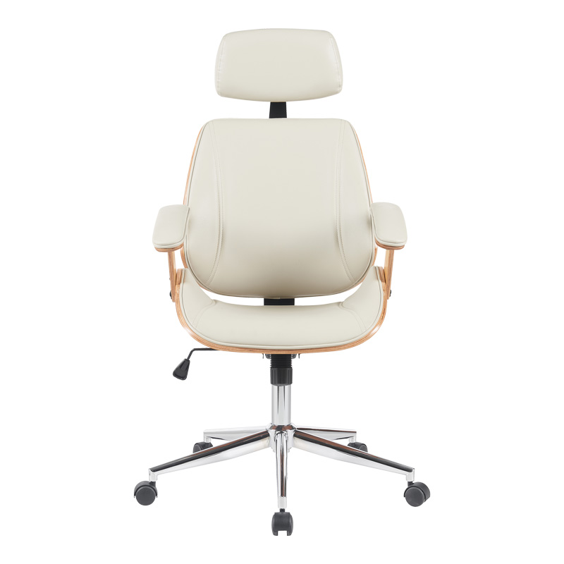 Καρέκλα γραφείου διευθυντή Fetseno pakoworld μπεζ pu-βάση χρωμίου 53x56x113.5-123.5εκ - Image 4
