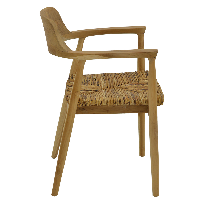 Πολυθρόνα Denverone pakoworld φυσικό teak ξύλο και ψάθα 57x54x79εκ - Image 4