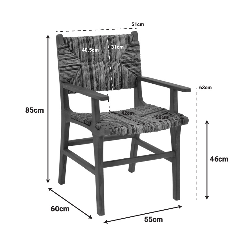 Πολυθρόνα Refane pakoworld φυσικό teak ξύλο-ψάθα 55x60x85εκ - Image 2