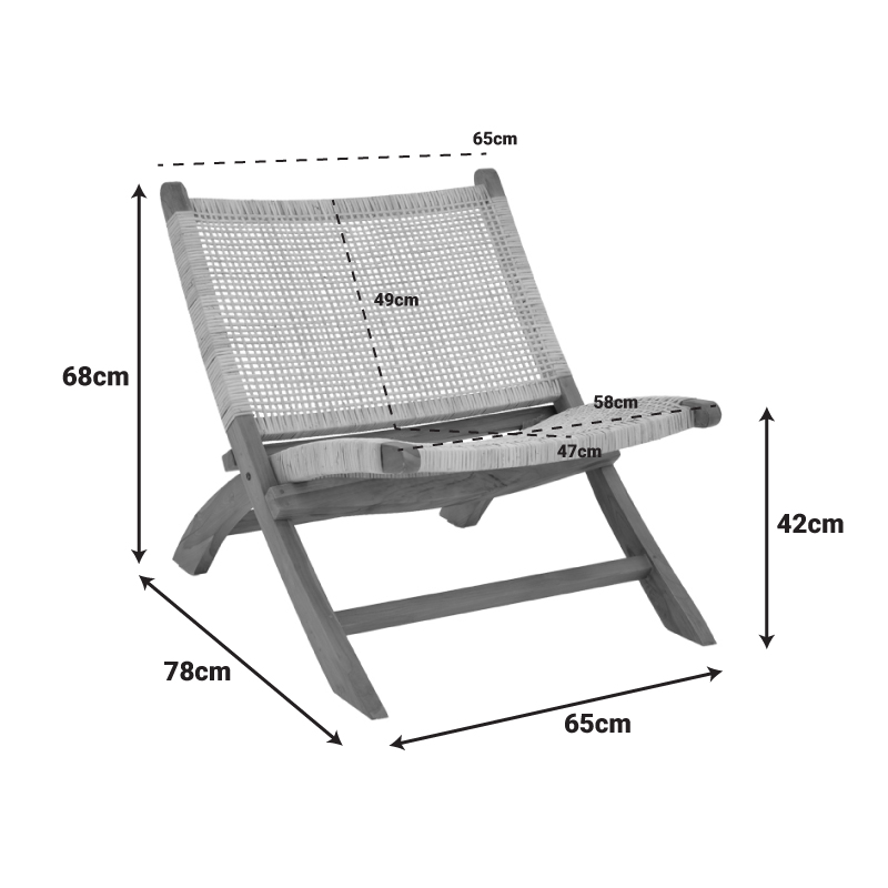 Πολυθρόνα Jerenze pakoworld φυσικό teak ξύλο-φυσικό rattan 65x78x68εκ - Image 2