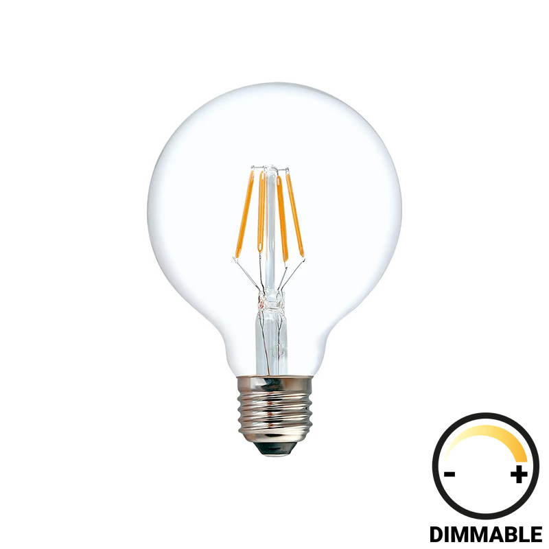 Λαμπτήρας LED G125 Bulb pakoworld dimmable 8W E27 2700K clear