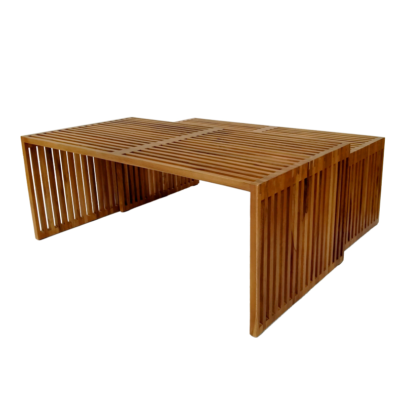 Τραπέζι Tinnie pakoworld σετ 2τεμ teak ξύλο σε φυσική απόχρωση - Image 3